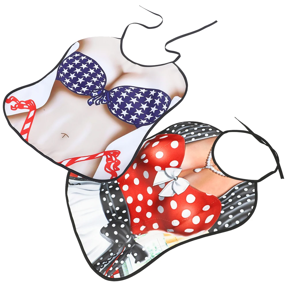 

2Pcs Creative Bibs Washable Reusable Adult Kitchen Funny Apron Restaurant HotPot Party Prank HealthCare Practical EasyToUse