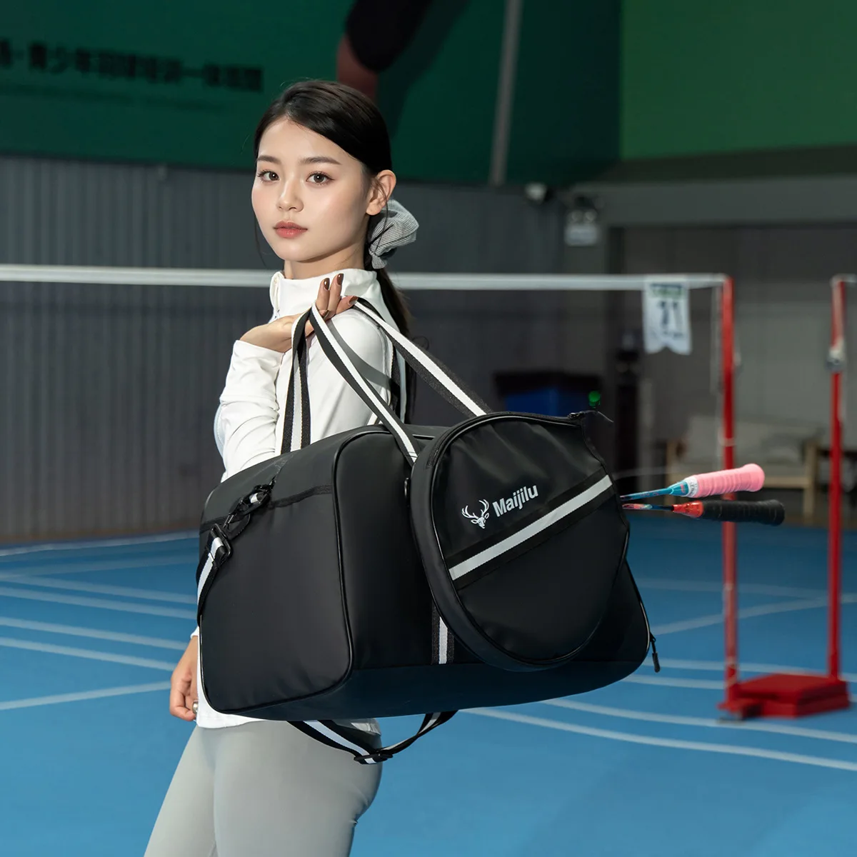 Tennis Sports Bag, Detachable Single Shoulder Badminton Rackets Bags, Diagonal Cross Backpack, Outdoor Fitness Bag for Women view 2