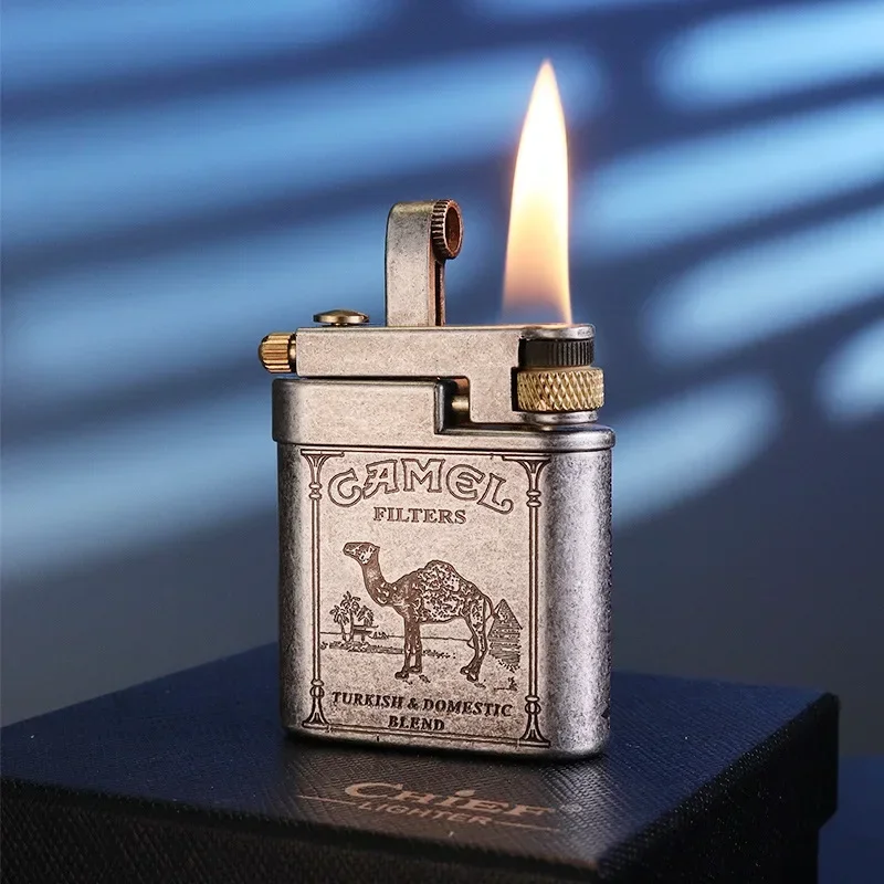 

CHIEF Ретро полуавтоматическая боковая шкив керосиновая зажигалка из чистой меди шлифовальный круг с открытым пламенем зажигалка для сигарет мужской подарок