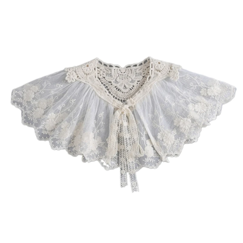 for Sun for Protection Detachable False Collar Women Elegant Pleated Lace Shawl