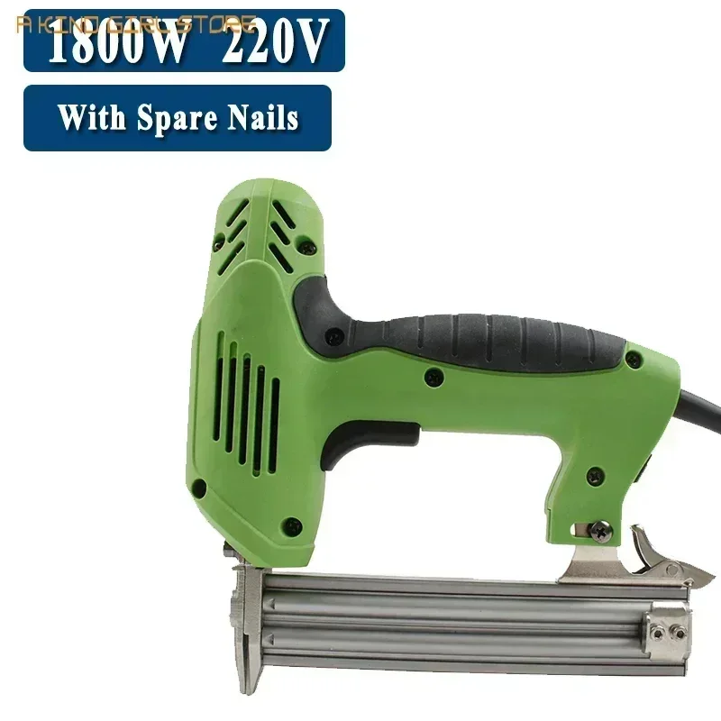 1800W Electric Nail Gun Stapler with Nails Portable Furniture Staple Gun Tacker 30pcs/Min High-speed for Straight / U-type Nails