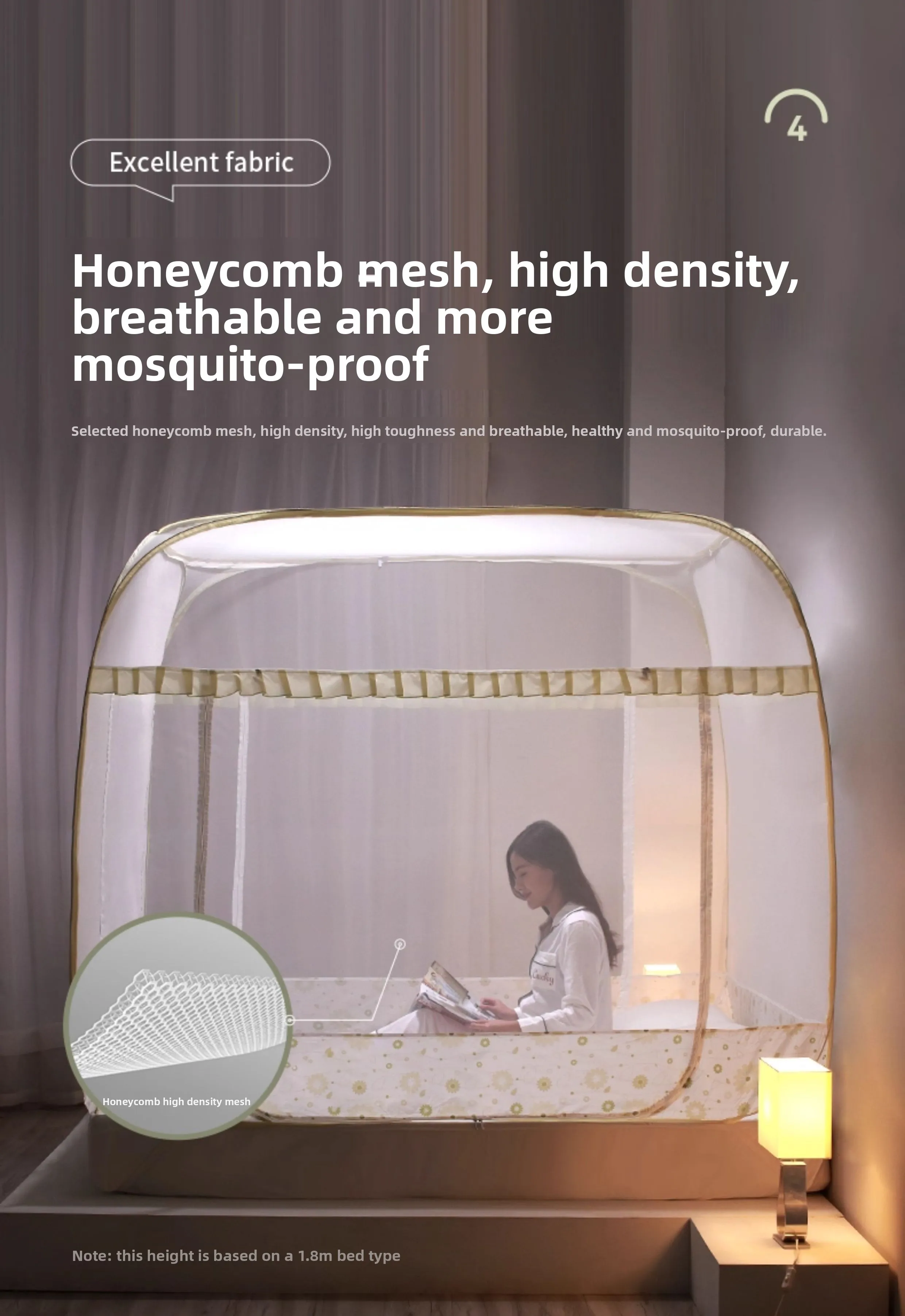Mosquito net 2025 new yurt household free installation 1.5 meters 1.8m bed children anti-drop can be hung ceiling fan fan