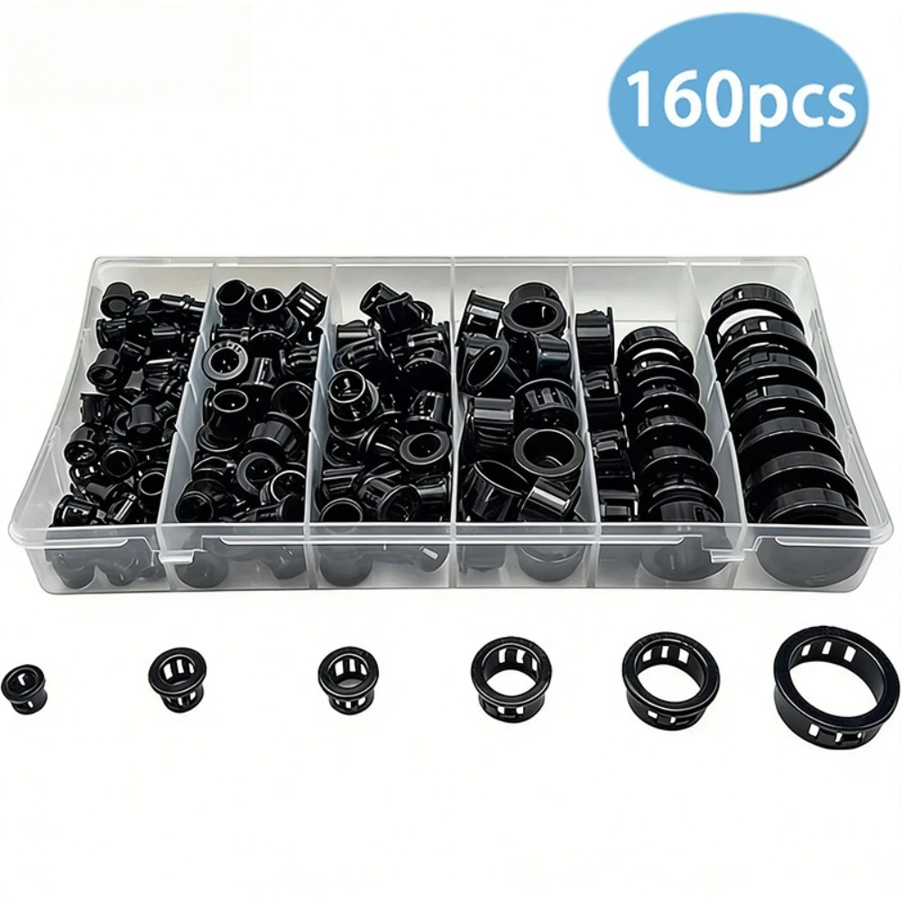 160pcs Sealing Ring Round Gasket Cable Hole Protector Electric Wire Grommet Pass Rings Protection Plug Seal Cover Bushing Cap