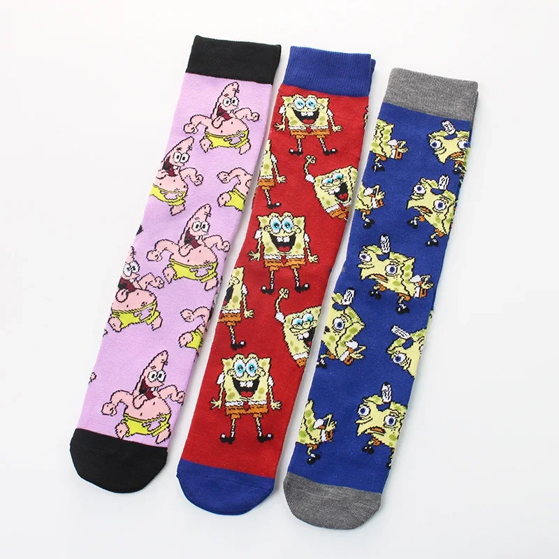 SpongeBob Patrick Funny Socks Anime Socks Fashion Men Women Kawaii Socks Breathable Cotton Sweat Absorption High Quality Sport