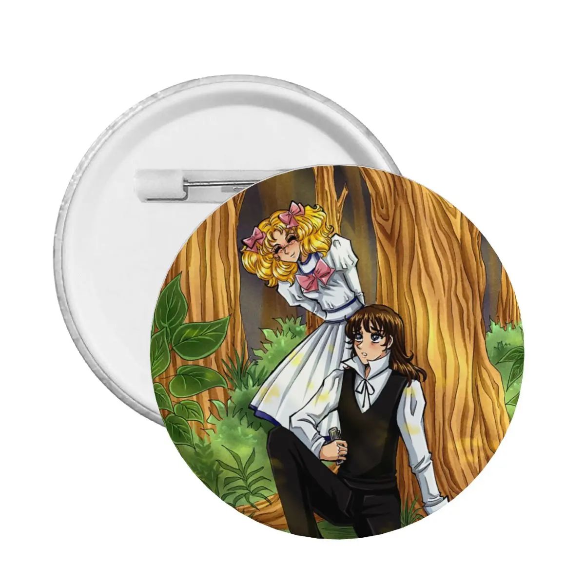 Terry And Candy In The Forest Round Button Pin for Jeans Customizable Manga Candy Candy Pinback Badge Brooch