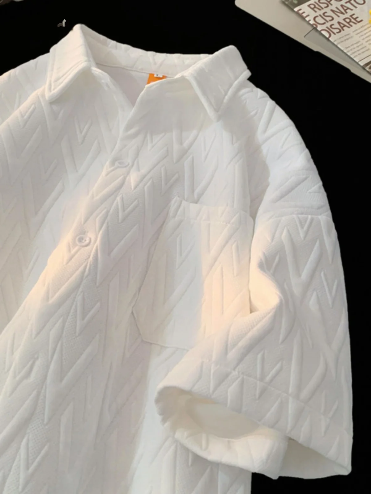 

Белая мужская футболка премиум-класса из плотного хлопка (320 г/м²) с отложным воротником, для пар, летняя