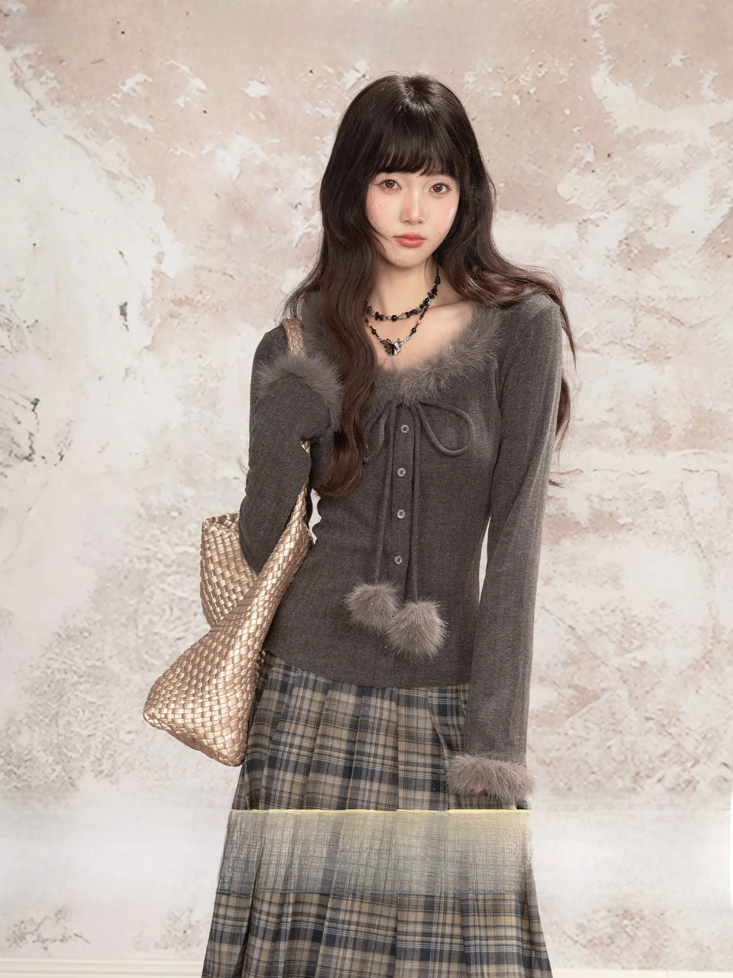 

Вязаный свитер Loveheynew для женщин: модный топ с воротником-бантом, утягивающий, для ношения под одеждой, в студенческом стиле, зимняя новинка