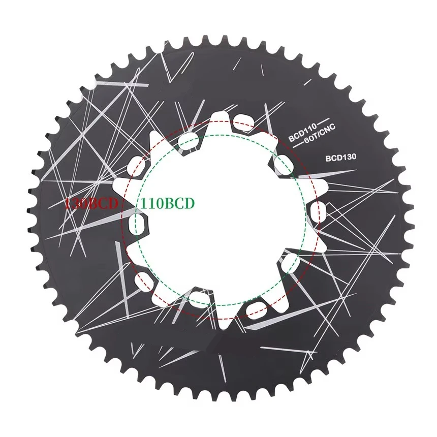 54T Oval Doppel-BCD 110&130MM Kettenblatt für Faltrad 56 58T Kurbelgarnitur Fahrrad-Kettenrad – Detail 2