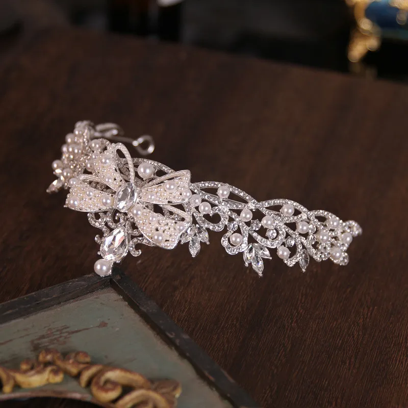 CC Crowns for Wedding Women Accessories Bridal Headpiece Engagement Hair Ornaments Romantic Crown Bow-knot Shape Coronets FO50