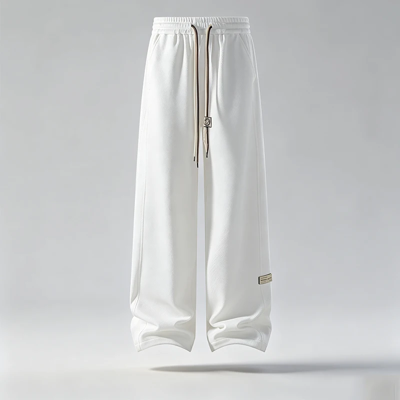 Herren-Sweatpants mit Kordelzug, weitem Bein, einfarbig, elastischer Bund, lockere, gerade geschnittene Hose, Streetwear, Freizeit- und Alltagshose. – Detail 5