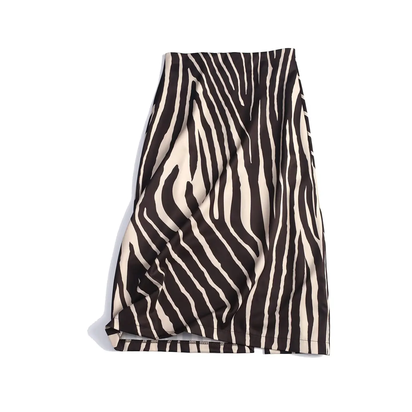 Nlzgmsj 2026 Herbstmode Damen Zebra-gestreifter Midi-Rock Lässiger Eleganter Büro-Rock in Wadenlänge für den Alltag – Detail 3