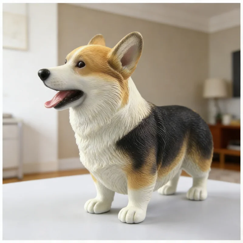 

New 1/6 Corgi Canine Miniature Simulation Animal Model DIY Hand Painted Scenes With Hand Made Toy Ornaments Gift Collection