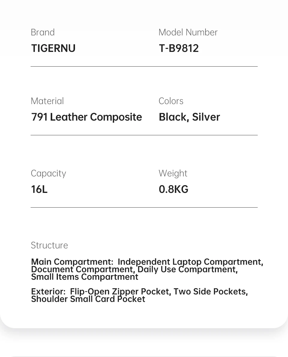 Tigernu Herren Rucksack Jugend Schulrucksäcke Mode Kabinenrucksack für Männer 15,6 Zoll Laptop Rucksäcke Reise Mochilas Rucksack – Detail 4