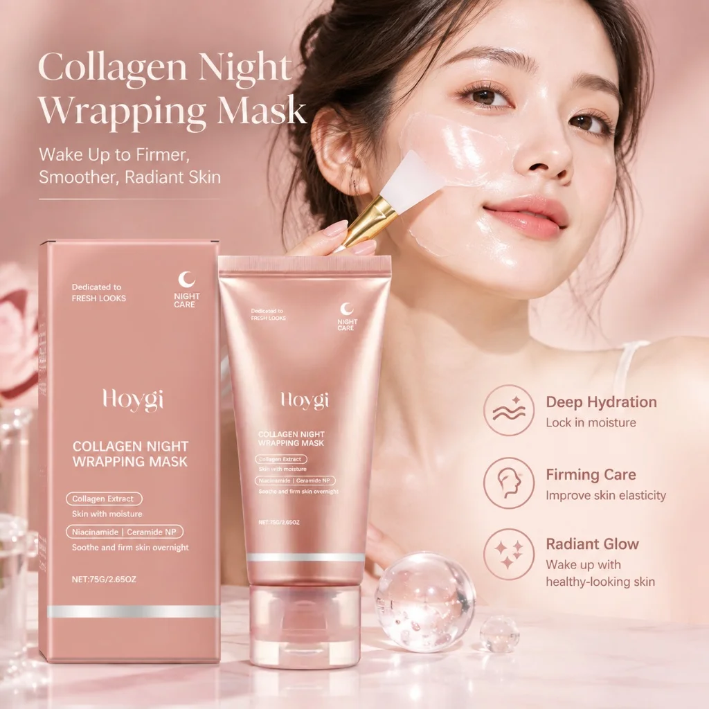 HOYGI Hydrating Collagen Peel Mask Nourish Dry Facial Skin Deep Purify Clear Impurities Gentle Exfoliating Night Skin Care Mask