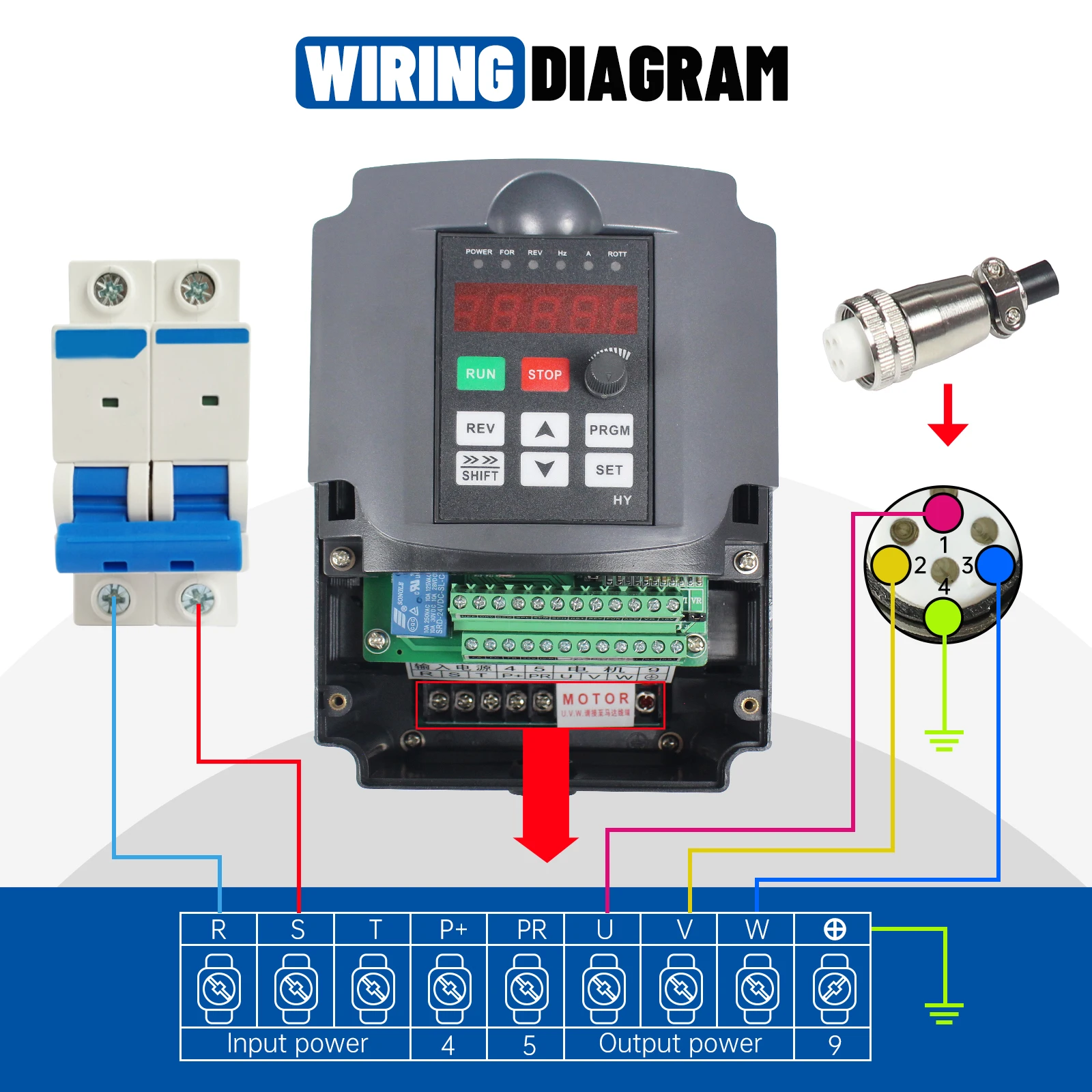 2.2KW HY HUANYANG 110V/ 220v /380v Inverter CNC Spindle motor speed control Variable Frequency Drive 0-400Hz 3P output HY02D223B