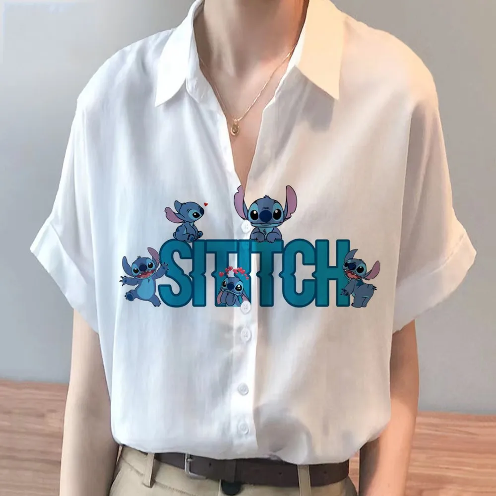 2024 Summer Women's New Disney Brand Stitch And Mickey Anime Harajuku Short Sleeve Shirt Fashion Casual Women's Kawaii Tops