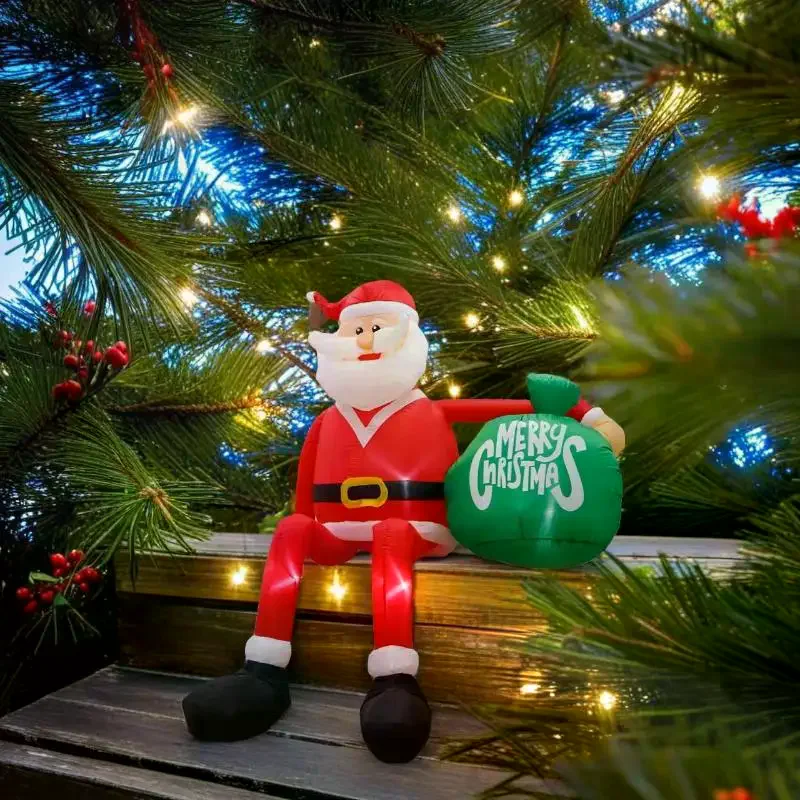 

Рождественские украшения 2,4 м/7,8 футов, надувная игрушка Санта-Клаус на дымоходе, домашний двор, рождественские украшения, светодиодный декор, Рождество Inflata