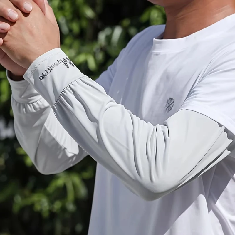 1 Pair Mens Ice Arm Sleeves Sunscreen Elastic Driving Gloves Outdoor UV Protection Arm Cover Sleeves Lightweight Cool Muff 2026 image 3