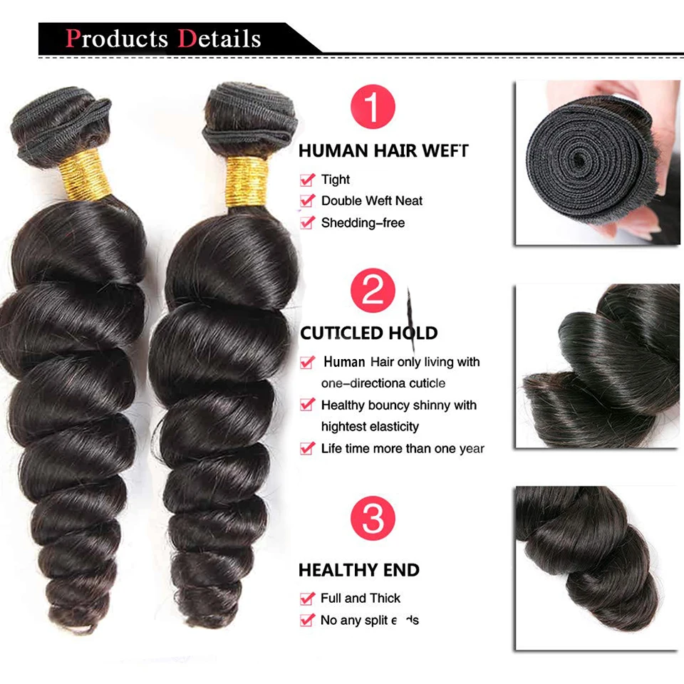 Beautfox bundel jalinan rambut manusia India 3 bundel kesepakatan bundel gelombang longgar warna alami/Jet hitam Remy bergelombang ekstensi rambut