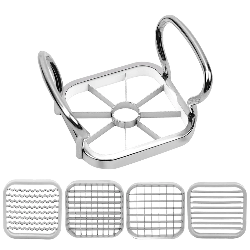 

Stainless Steel Chip Cutter, Potato Cutter Is Very Versatile With 5 Different Blade Shapes, Potato Slicer, Slicer Reusable