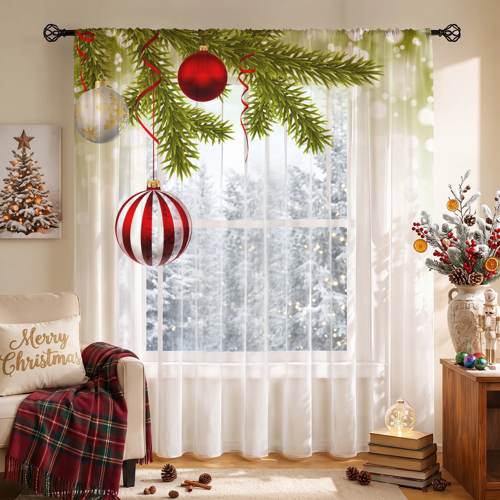 Tirai Voile Tipis Bertema Nata - Home Office With Plants ulasan dan harga