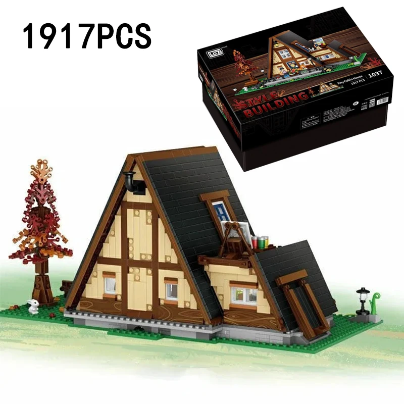 

1917PCS Creative City Street View Mini Bricks Triangle Cabin House Construction Buildings Blocks Streetscape Toys For Kids Gifts