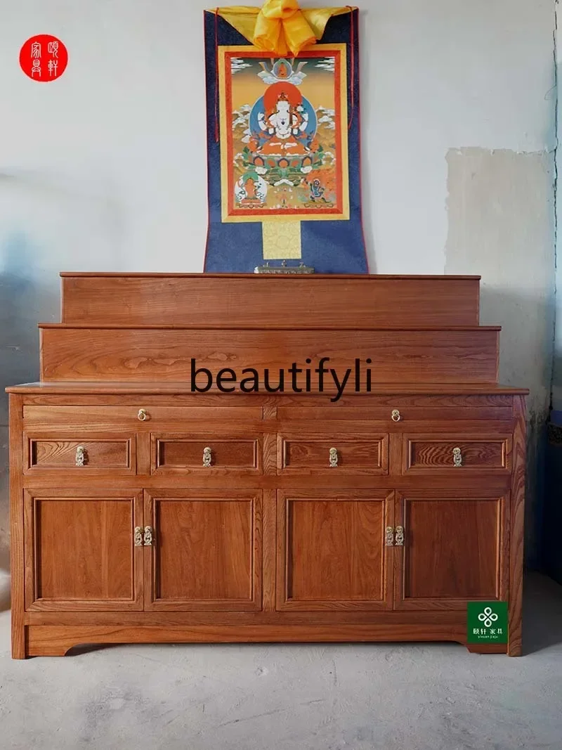 D5556  C Tibetan casket three-layer table, painted gold, wood color customization, solid wood table