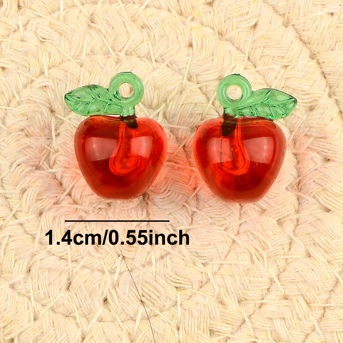 20pcs 1.4cm Christmas Eve Red Apple Shape Transparent Acrylic Beads DIY Earring Bracelet Phone Chain Accessories Supplies