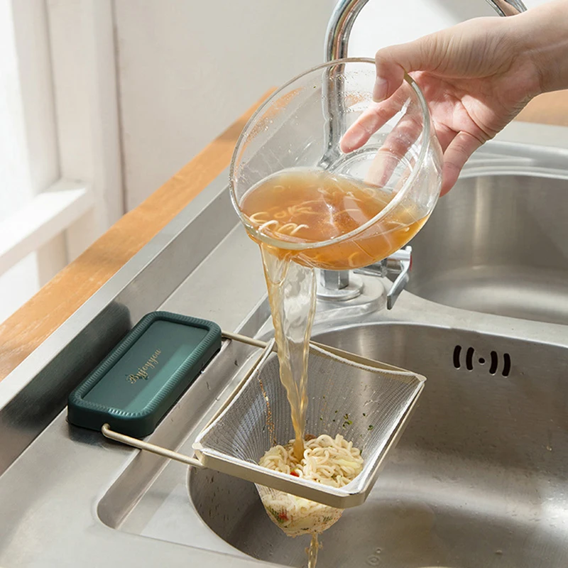 Sink Filter Rack Kitchen Foldable Food Waste Sink Strainer Mesh Bag Stand Garbage Net Shelf Anti-Clogging Garbage Mesh Bag