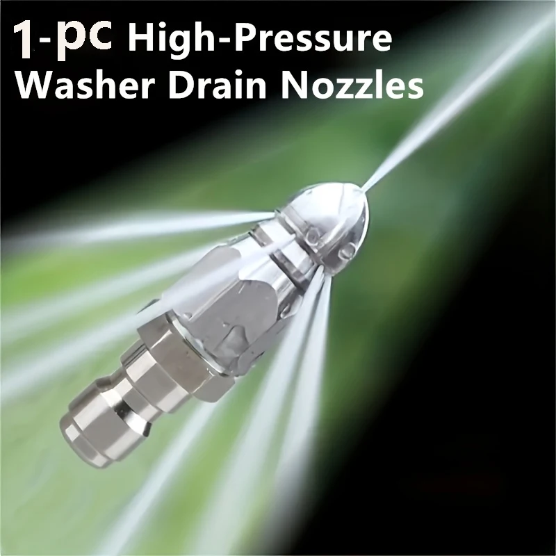 

Water Jet High Pressure Sprayer Nozzle Clean Sewer 1/4" Stainless Steel Pressure Washer Quick Plug Drain Hose Nozzle Tool