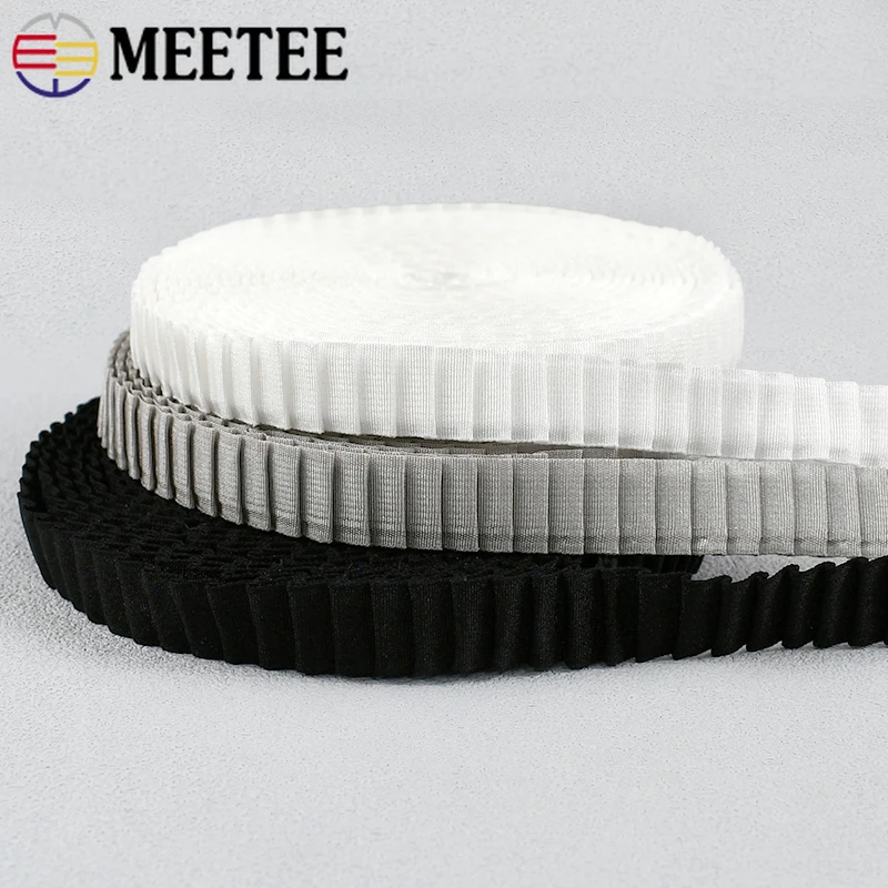

5/10M Meetee 13mm Pleated Elastic Band Rubber Ribbon Sewing Bra Shoulder Strap Underwear Decor Stretch Tape Garment Accessories