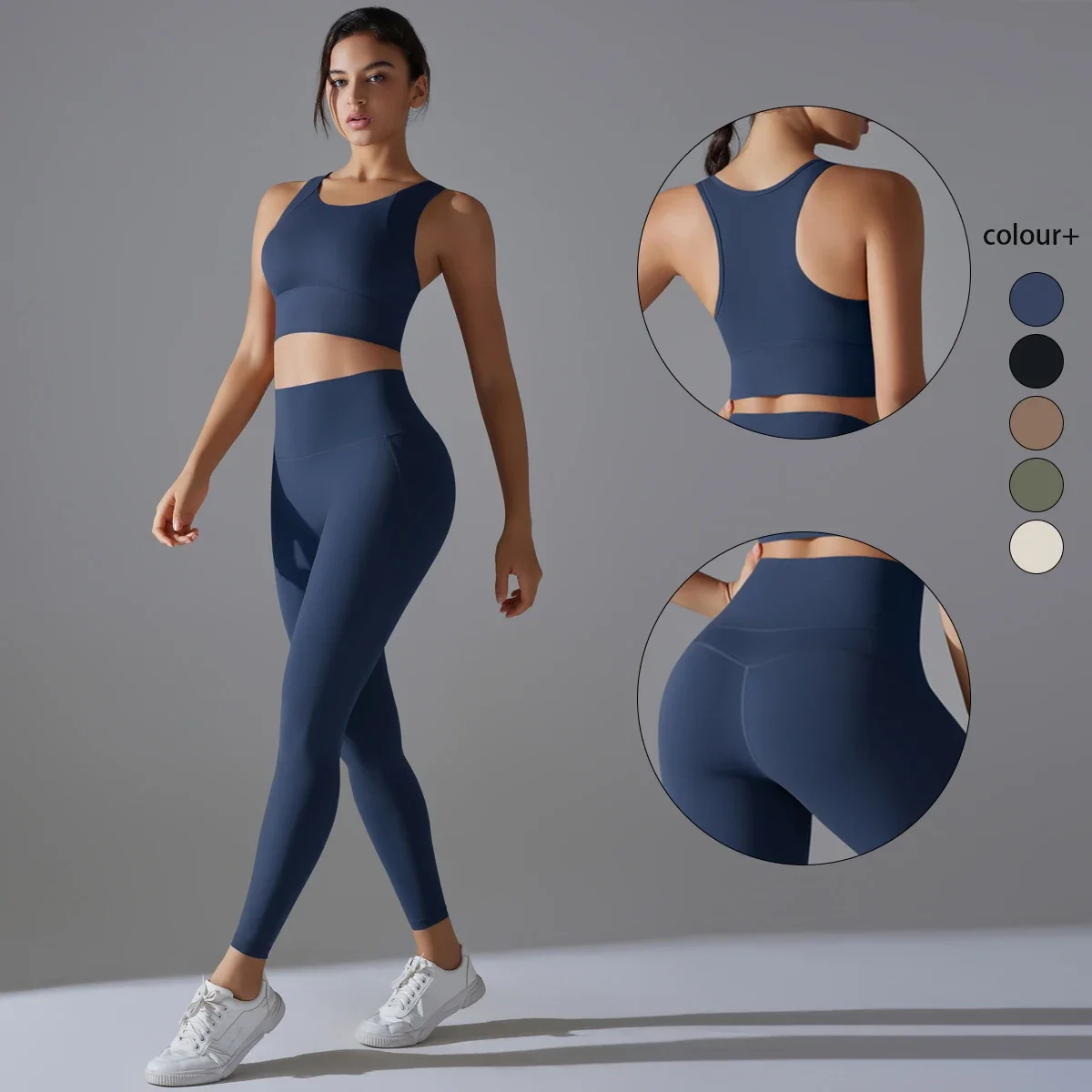 Yoga Set Women's tracksuit Women Fitness Crop Top Shockproof Sports Bras Yoga Gym Running Pants Sportswear Running Fitness Yoga