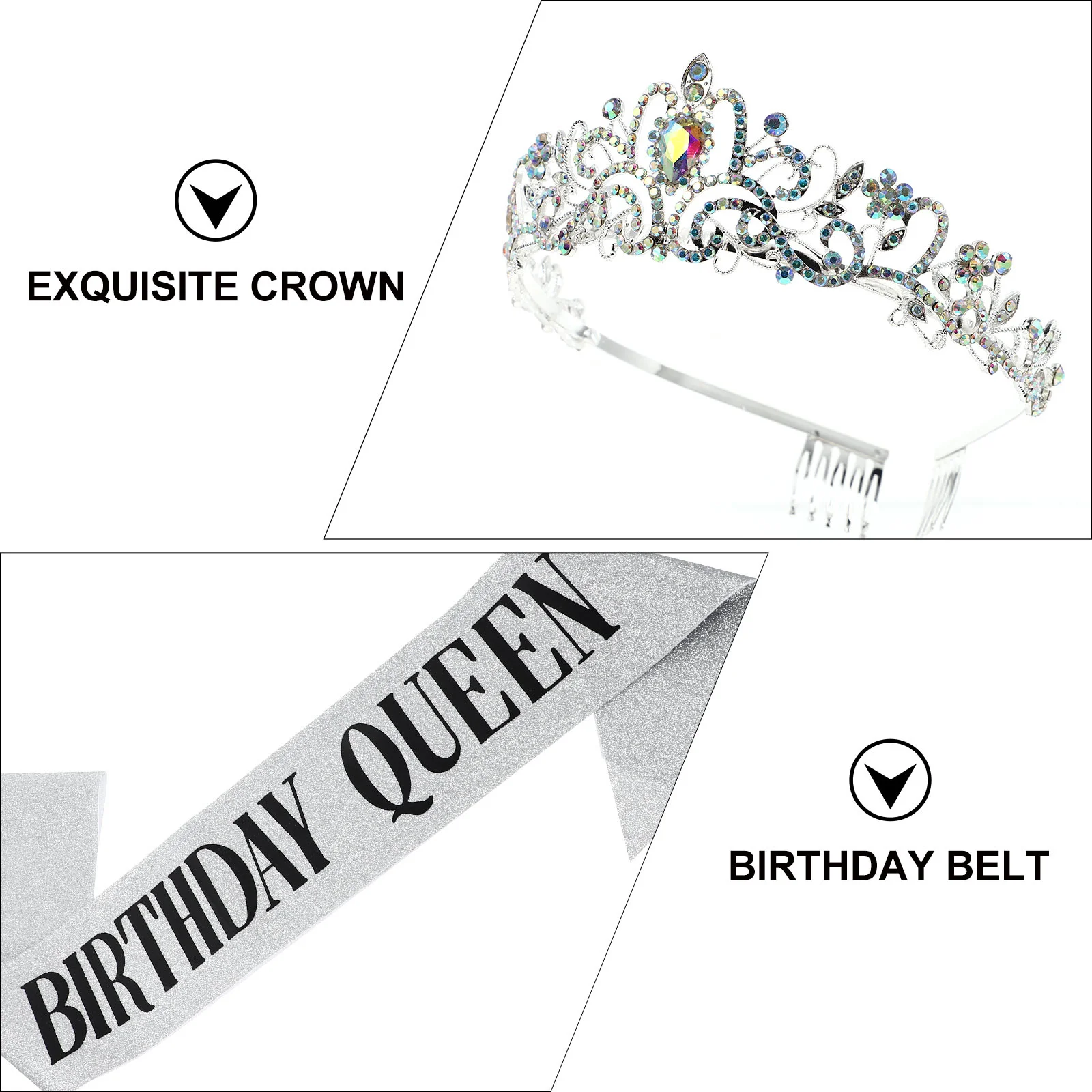 1 مجموعة تاج حزام الكتف مجموعة اليدوية حجر الراين حفلة عيد ميلاد وشاح الزخرفية آداب حزام التصوير الدعائم #4