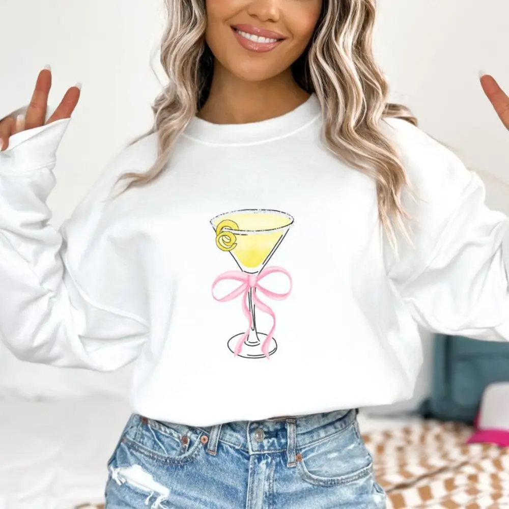 Coquette Lemon Drop Cocktail Sweatshirt Lemon Drop Martini Crewneck T-shirt Bachelorette Party Shirt Pullover Gift For Girlfried