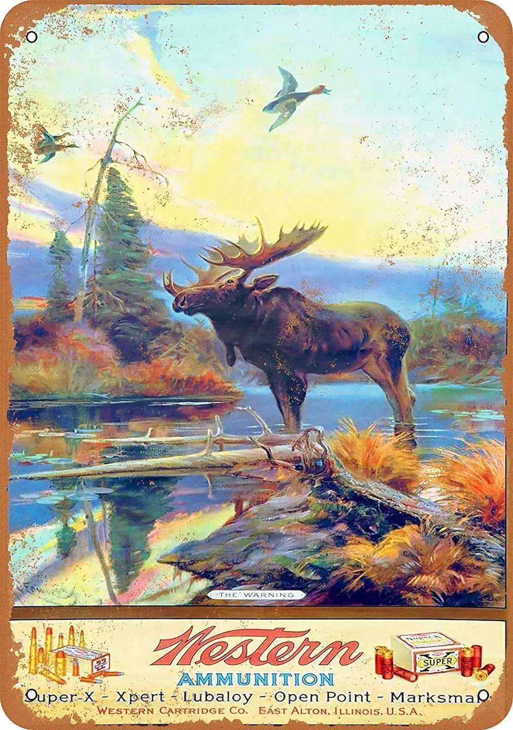 Western Ammunition and Moose Metal Sign Retro Wall Decor Tin Signs Bar Cafehome Decoration Vintage es