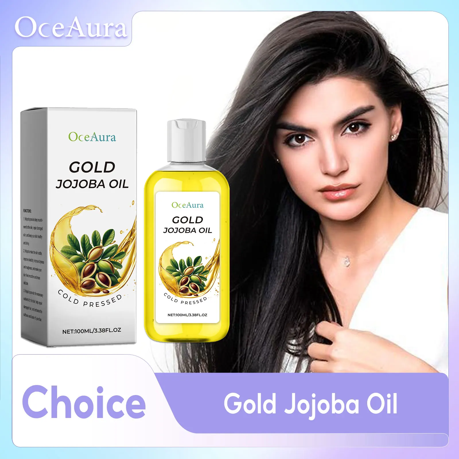 

Organic Jojoba Oil Reduce Frizz Split Ends Breakage Nourishing Root Smoothing Hair Essence Shrink Pores Tender Skin Care Serum