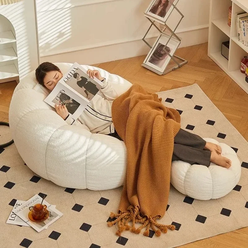 Relaxing Balcony Sofa Chair Modern Lazy Sofa with Footstool Cozy Lounge Chair for Living Room or Bedroom