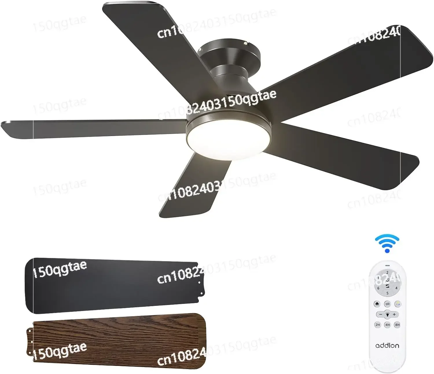 Light Ceiling Fan, 42 Inch Slim Ceiling Fan with Light and Remote Control, Embedded, Reversible