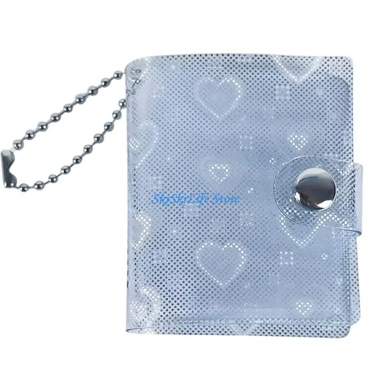 E65E Mini Clear Card Storage Album Clear PVC Photo Display Album with Carry Strap