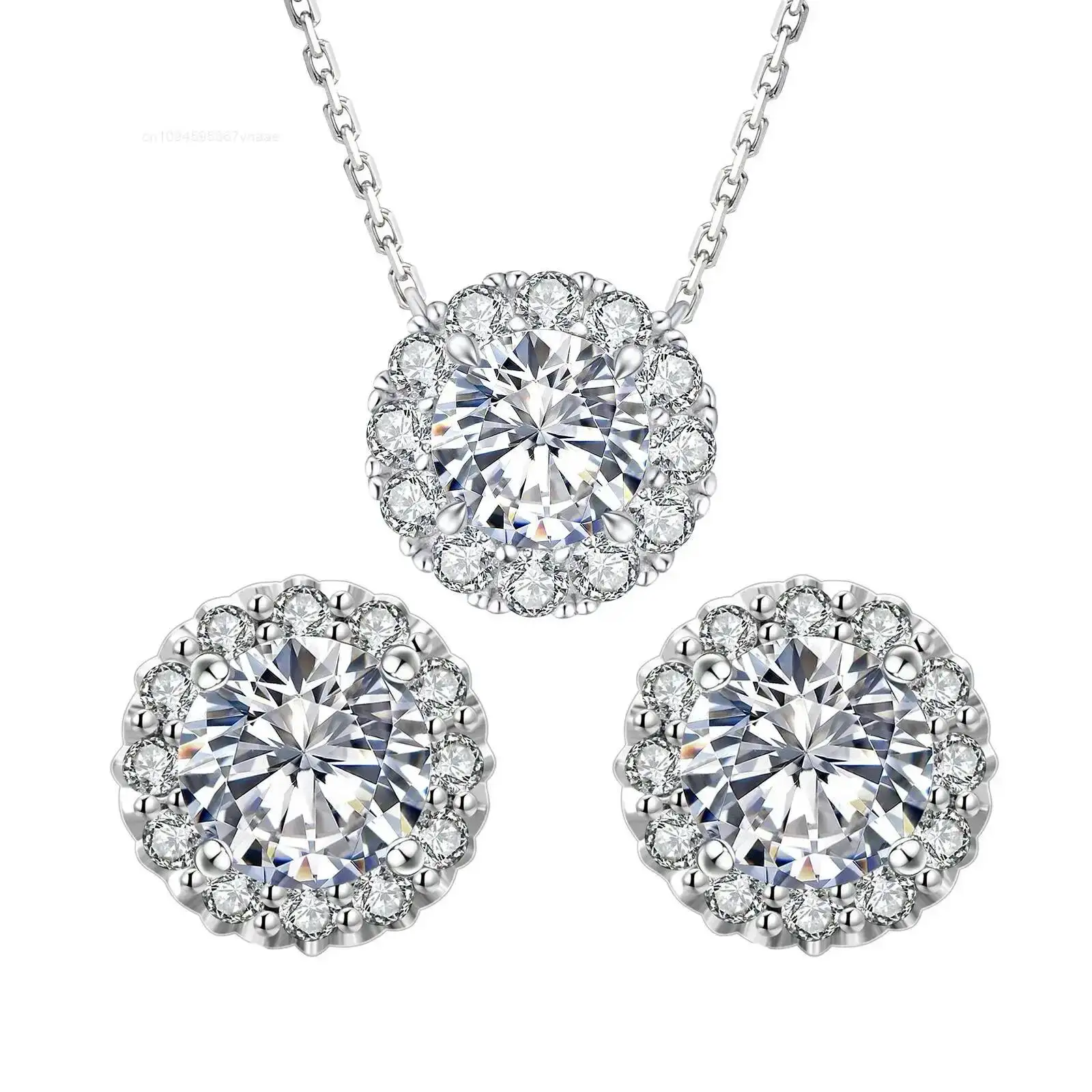 

Moissanite Earrings Pendant Necklace Jewelry Set Gold Plated Stud Earring 925 Sterling Silver Moissanite Earrings for Women