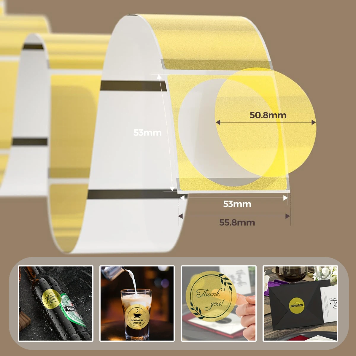 علامة فلاش ذهبية حرارية 50.8 مم مستديرة شفافة، تستخدم لتغليف الهدايا/ديكور الحفلات، إصدار محدود تأثير لامع #3