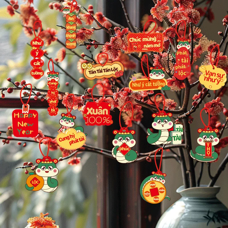 New 2025 Snake Year Indoor Decorative Prosperity Tree Potted Plant Vietnamese Culture New Year Small Hanging Ornaments