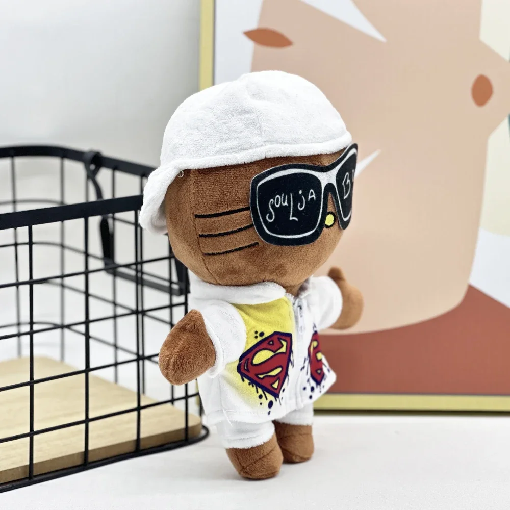 Hello Kitty Soulja Boy Plush Doll with White Casual Suit Clothes Plush Toy Figure Stuffed Toys Boys Girls Birthday Gift