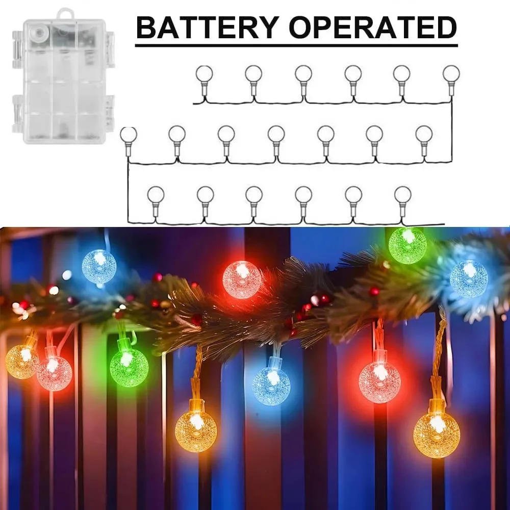 LED كريستال الكرة جارلاند سلسلة أضواء في الهواء الطلق مقاوم للماء عيد الميلاد الديكور التخييم الجنية جارلاند حديقة بطارية الحفلات #5