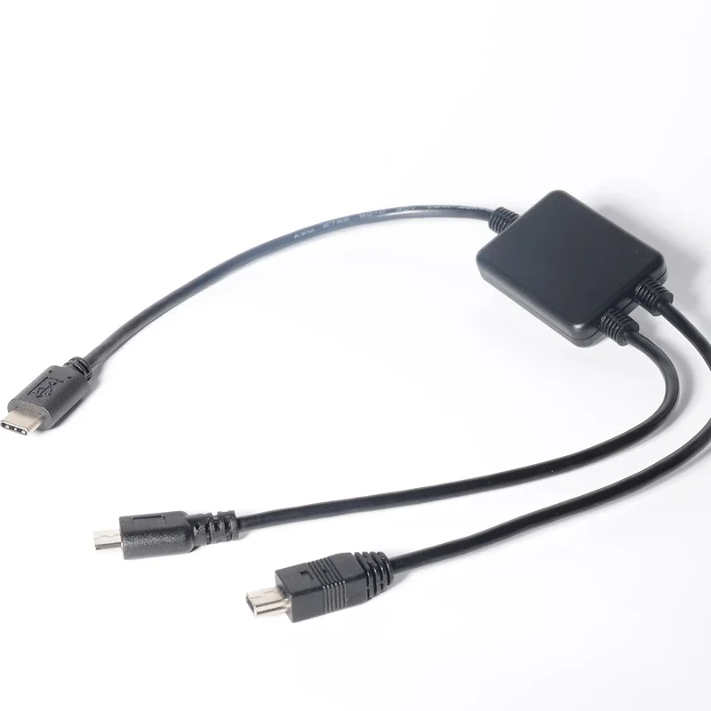 USB 3.1 Type C Male to Micro USB Male + Mini USB Male 2 в 1 Зарядный кабель - черный (40 см/1,3 фута)