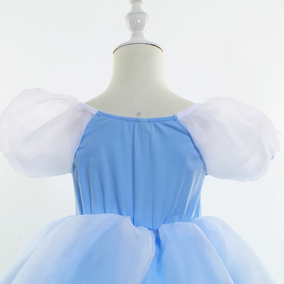 Fairy Cinderella Dress Christmas Princess Ball Gown Girls Festival Light Blue Party Frock Toddler Cinderella Cosplay Halloween