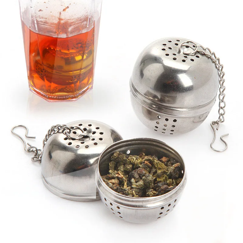 Stainless Steel Tea Infuser Ball Shape Mesh Filter Strainer With Hook Loose Tea Leaf Spiceball With Rope Chain Home Kitchen Tool