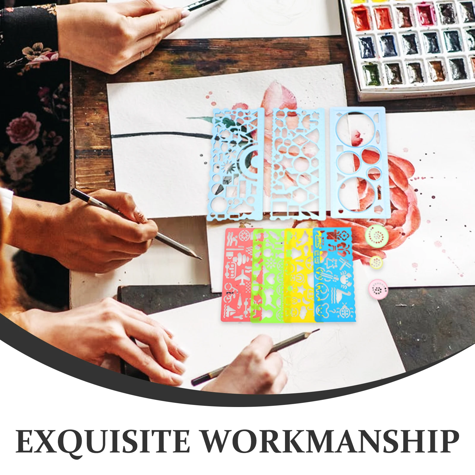 

1 Set Multi-Functional Geometry Drawing Template Architect School Student Supplies Stencils Ruler Tools