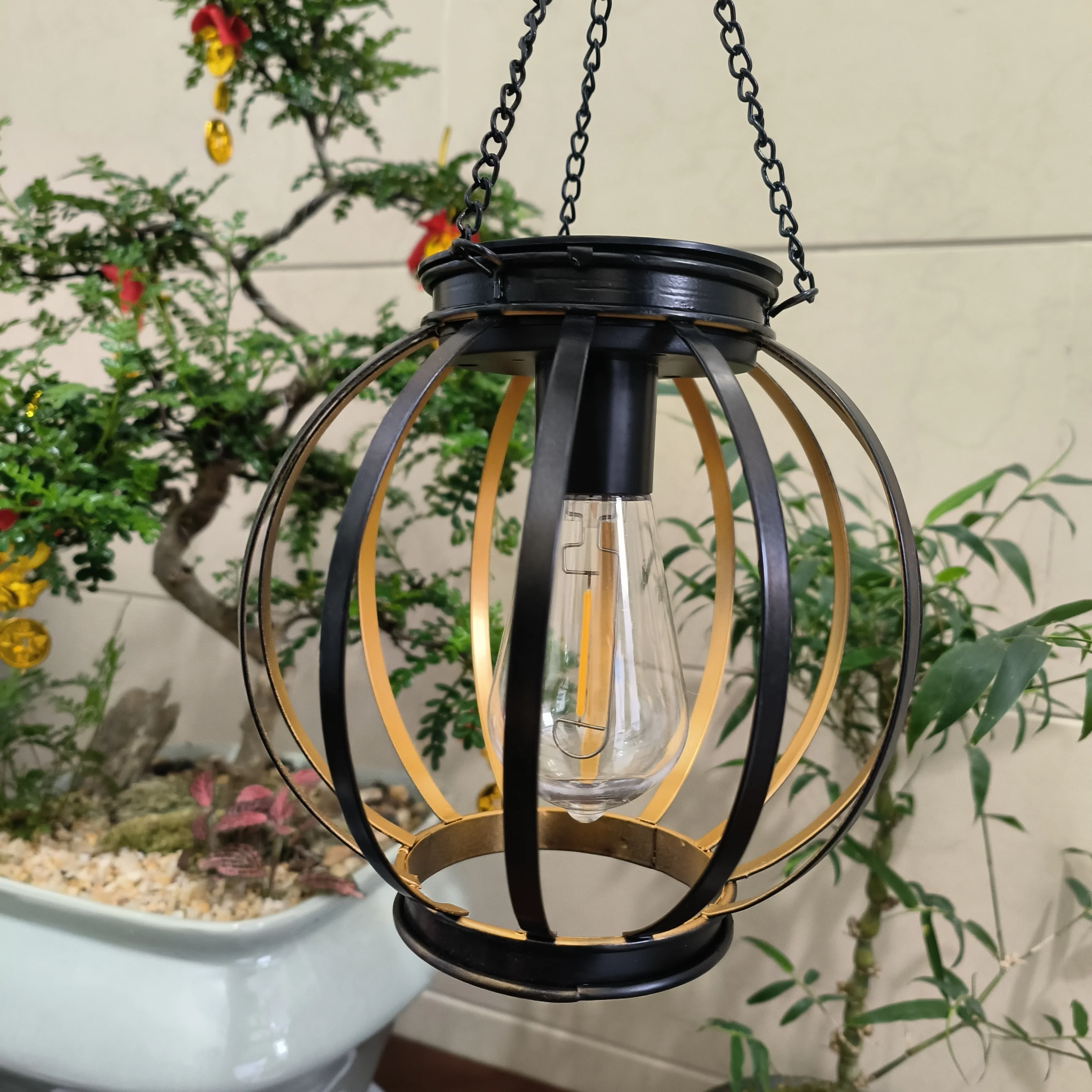 Vintage Finish Metal Solar Lights, Outdoor Yard & Garden Night Landscape Decor