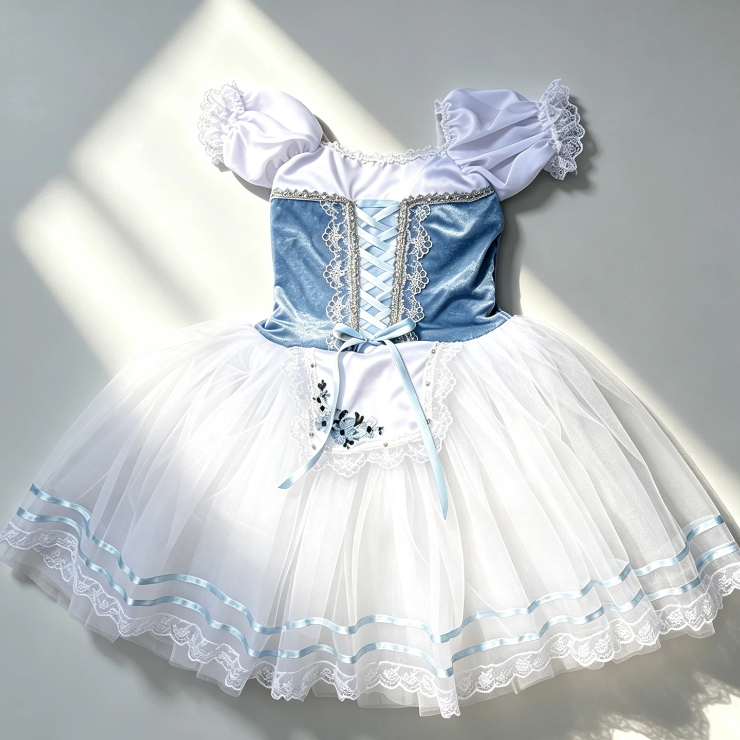 Professional Kids Girls Women Adults Ballet Dance Performance Wear Emerald Variations Long Blue Velvet Romantic Tutu Dress